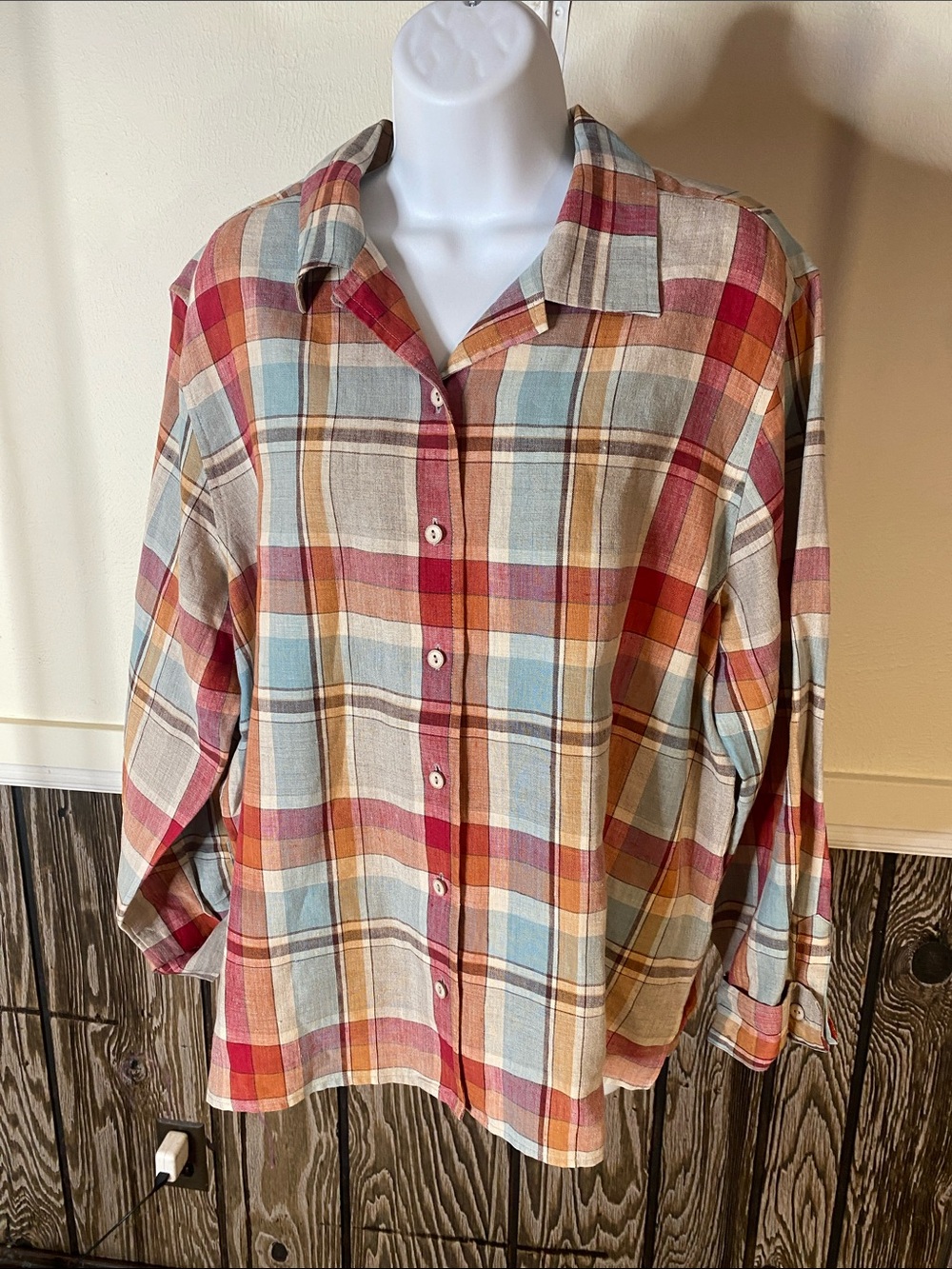 Pendleton Multicolor Plaid Button-Down Shirt - Red, Blue, Tan